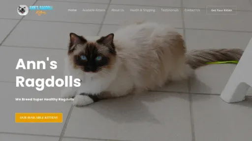 A screenshot of Annsragdollkittensforsale.com
