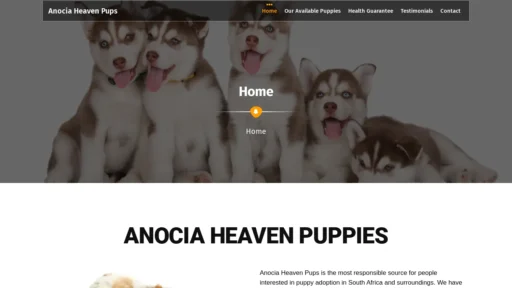 A screenshot of Anociaheavenpups.co.za