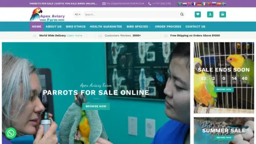 A screenshot of Apexaviaryfarm.com
