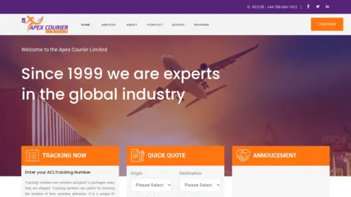 A screenshot of Apexcourierlimited.online