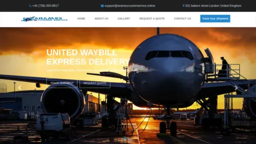 A screenshot of Aramexcourierservice.online