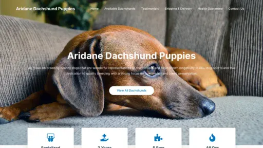 A screenshot of Aridanedachshundpuppies.com