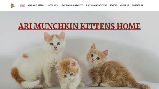 A screenshot of Arimunchkinkittens.com