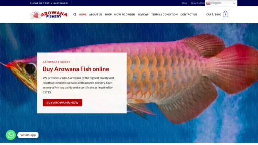 A screenshot of Arowanafishery.com