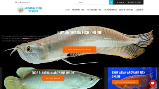 A screenshot of Arowanafishvendor.com