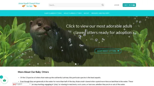 A screenshot of Asiansmallclawedotterforsale.com