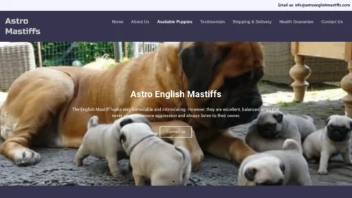 A screenshot of Astroenglishmastiffs.com