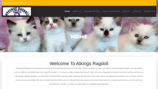 A screenshot of Atkingsragdoll.com