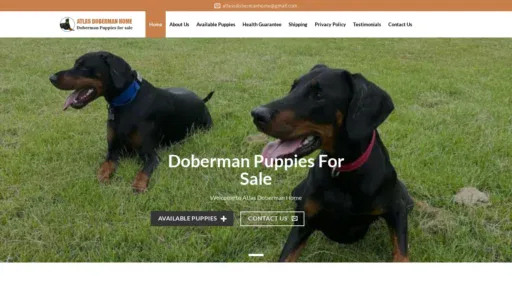 A screenshot of Atlasdobermanhome.com