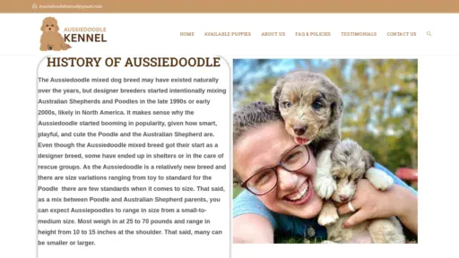 A screenshot of Aussiedoodlekennel.com