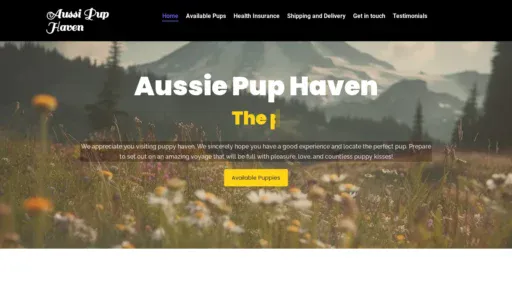 A screenshot of Aussiepuppyhaven.com