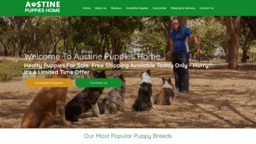 A screenshot of Austinepuppieshome.com
