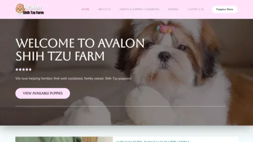 A screenshot of Avalonshihtzufarm.com