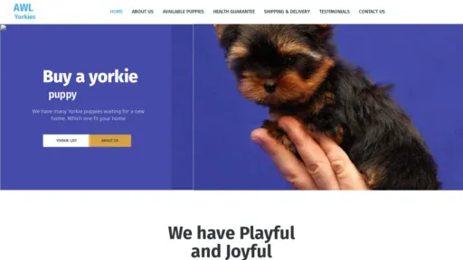 A screenshot of Awlyorkies.com