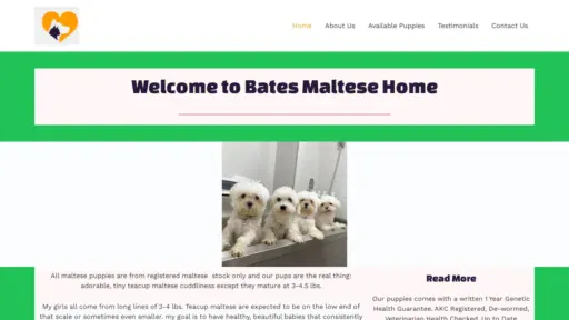 A screenshot of Batesmaltesehome.com