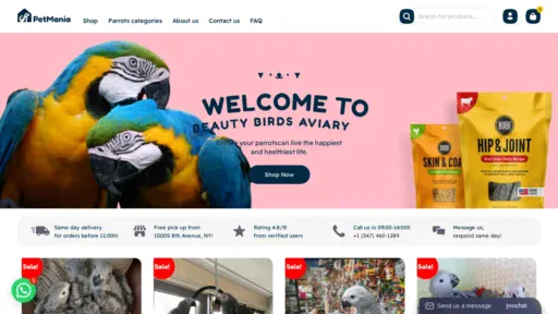 A screenshot of Beautybirdsaviary.com