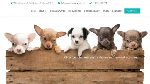 A screenshot of Belapuppieshouse.com