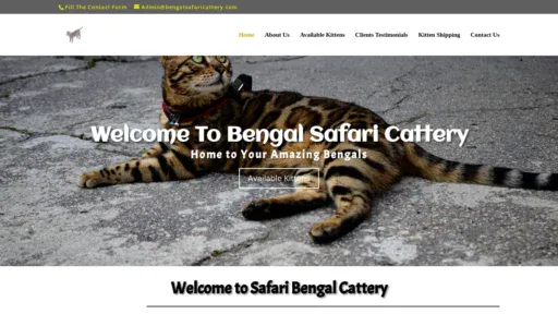 A screenshot of Bengalsafaricattery.com