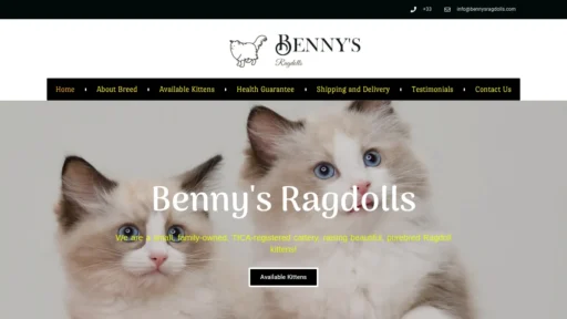 A screenshot of Bennysragdolls.com