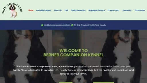 A screenshot of Bernercompanionkennel.com