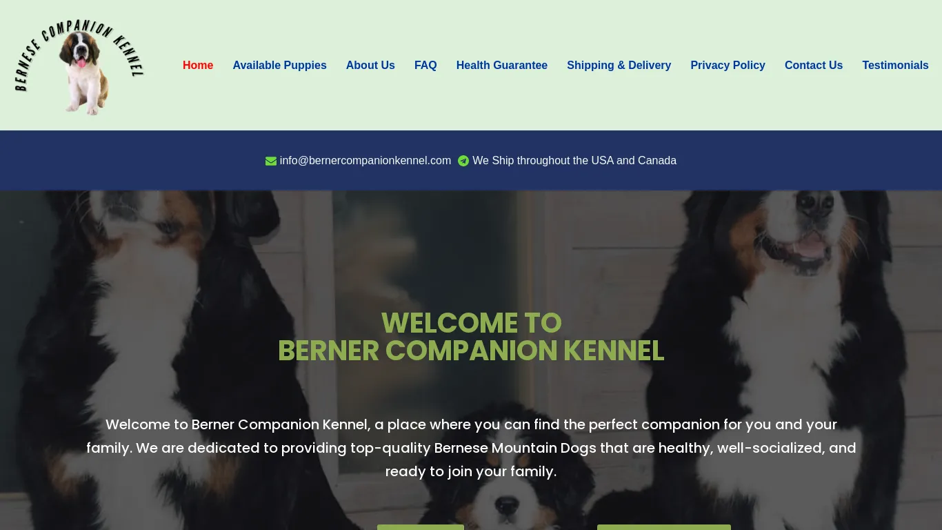 is bernercompanionkennel.com legit? screenshot