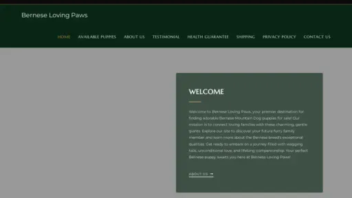 A screenshot of Berneselovingpaws.com
