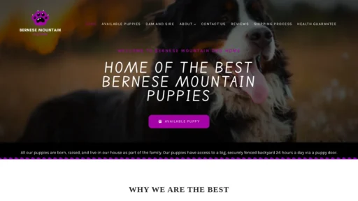A screenshot of Bernesemountaindoghomes.com