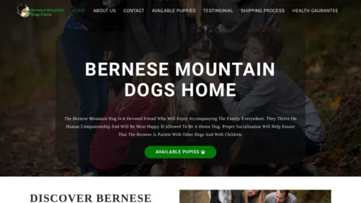 A screenshot of Bernesemtdogshome.com