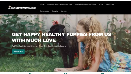 A screenshot of Bestdobermanpuppiesarena.com