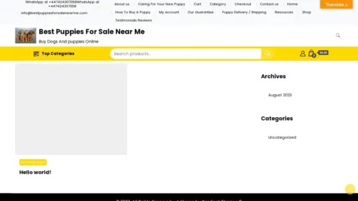 A screenshot of Bestpuppiesforsalenearme.com