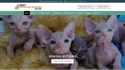 A screenshot of Bestsphynxanddevonrexcattery.com