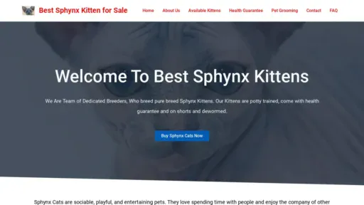 A screenshot of Bestsphynxkittenforsale.com