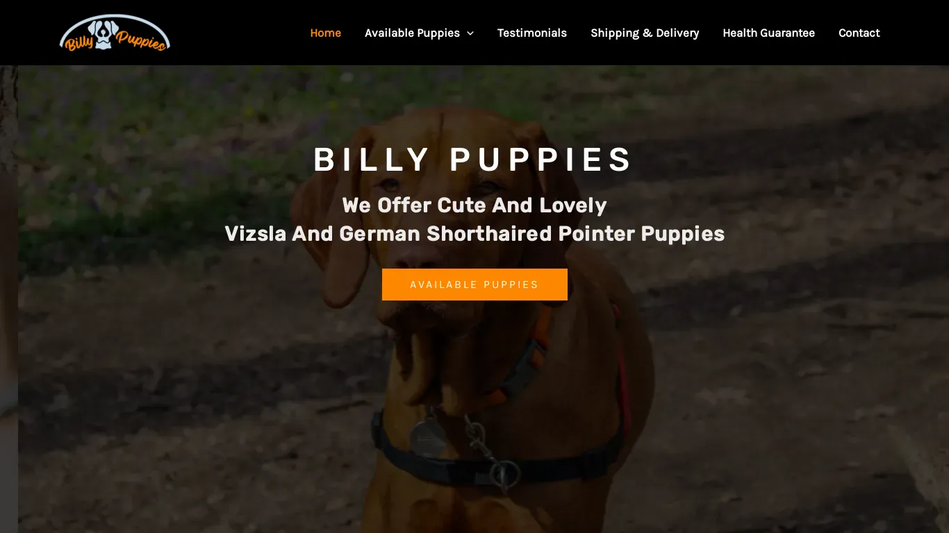 A screenshot of Billypuppies.com