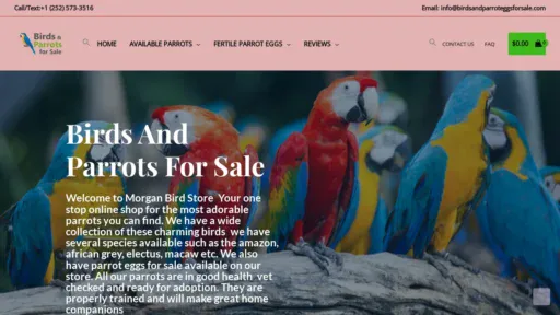 A screenshot of Birdsandparroteggsforsale.com