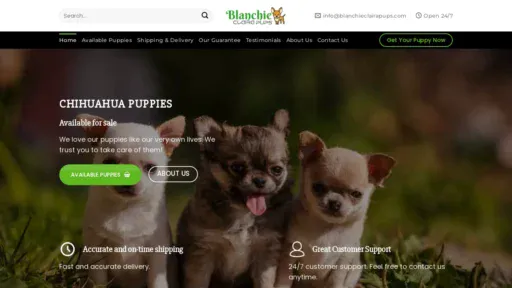 A screenshot of Blanchieclairapups.com