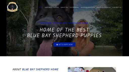 A screenshot of Bluebayshepherdhome.com