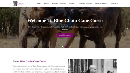 A screenshot of Bluechaincanecorso.com