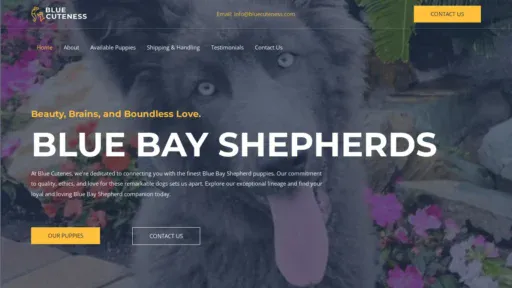 A screenshot of Bluecuteness.com