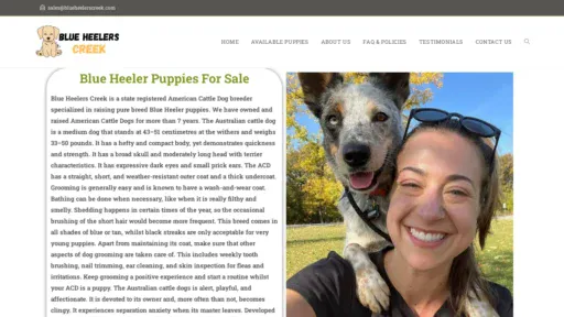 A screenshot of Blueheelerscreek.com