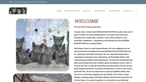 A screenshot of Bluekittensfarm.com