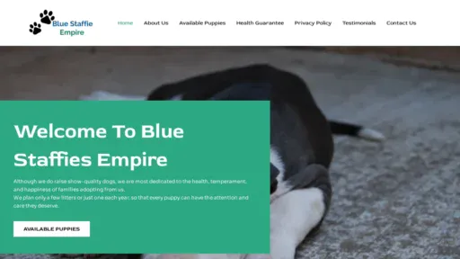 A screenshot of Bluestaffiesempire.com