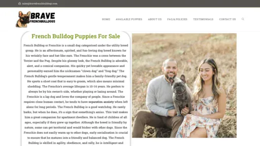 A screenshot of Bravefrenchbulldogs.com