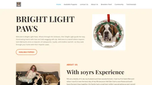 A screenshot of Brightlightpaws.com