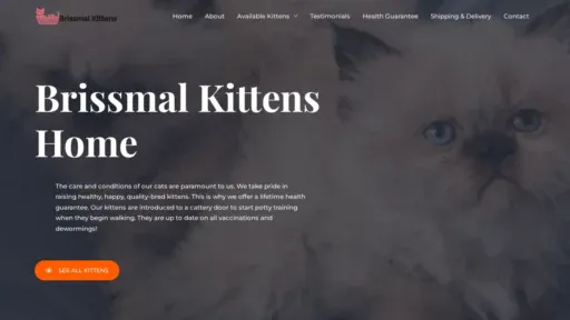 A screenshot of Brissmalkittenshop.com