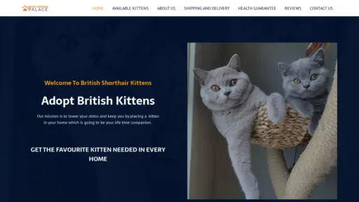 A screenshot of Britishshorthairpalace.com