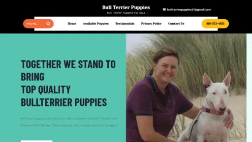 A screenshot of Bullterrierpupforsale.com
