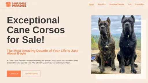 A screenshot of Canecorsoparadise.com
