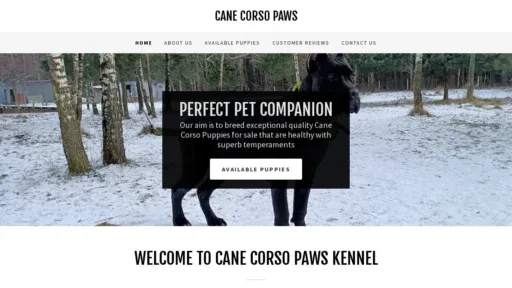 A screenshot of Canecorsopaws.com
