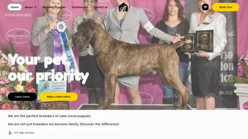 A screenshot of Canecorsopuppyparadise.com