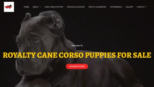 A screenshot of Canecorsoroyaltyforsale.com